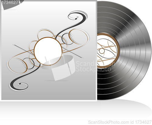 Image of Black vinyl disc with abstract vintage cover