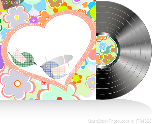 Image of Vinyl and cover over a nature background, abstract art