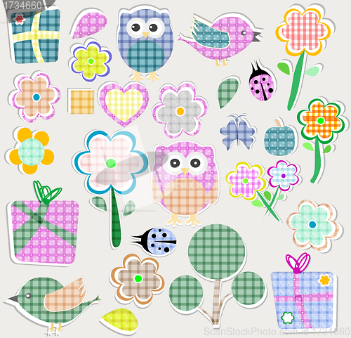 Image of Scrapbook nature set. seamless vector background