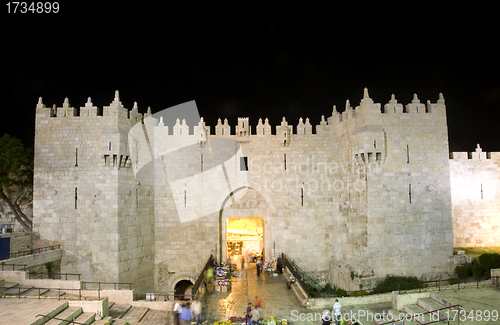 Image of Damascus Gate Old City Jerusalem night light