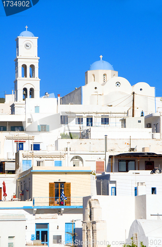 Image of typical white architecture Adamas Milos Cyclades Greek Island Gr