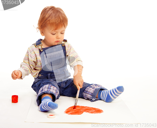 Image of Kid paint heart on paper