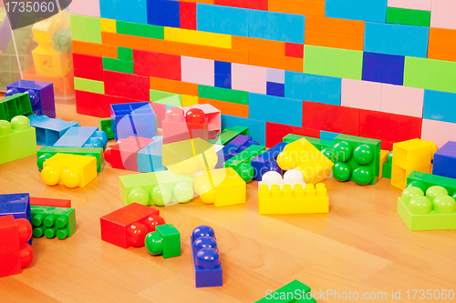 Image of wall made of toy blocks
