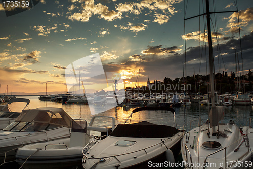 Image of Cruise boats in Adriatic sea with sunset light
