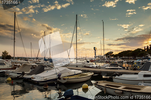 Image of Cruise boats in Adriatic sea with sunset light