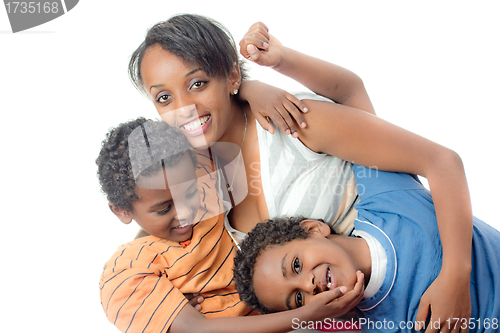 Image of A young boy with his big sister