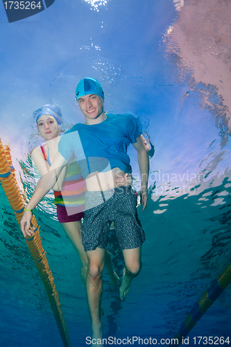 Image of Couple swimming together