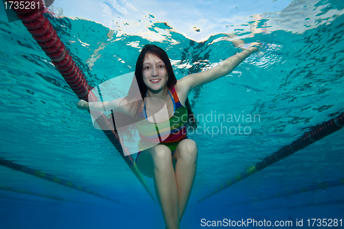 Image of Happy girl in the pool