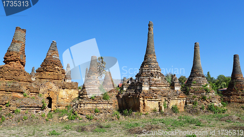 Image of Buddhist towers in Myanmar