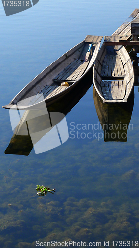 Image of Boats with mirror in water