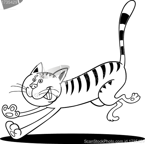 Image of running cat for coloring