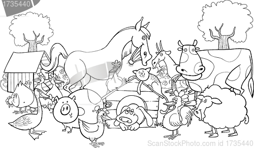 Image of farm animals for coloring