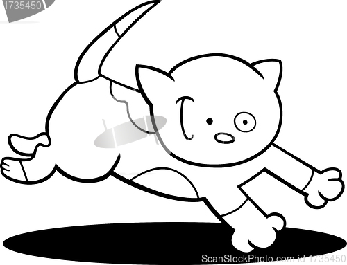 Image of running spotted kitten for coloring