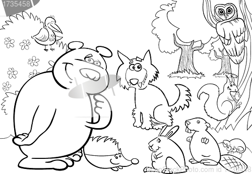 Image of wild forest animals for coloring book
