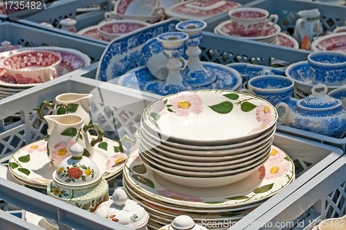 Image of bric-a-brac market with ceramic