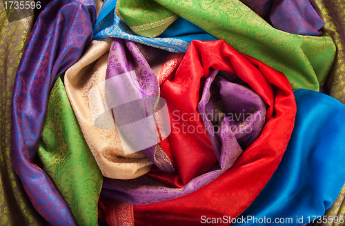 Image of Rolls of fabrics on the table