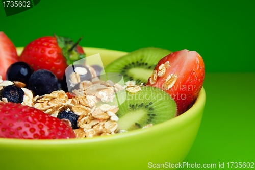 Image of healthy muesli with fruits breakfast