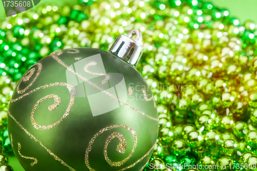 Image of One green Christmas ball