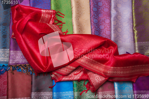 Image of Red fabric on the counter