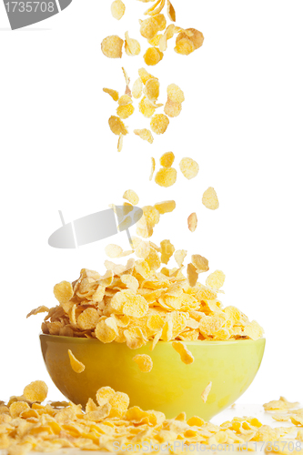 Image of Big tasty breakfast with corn flakes