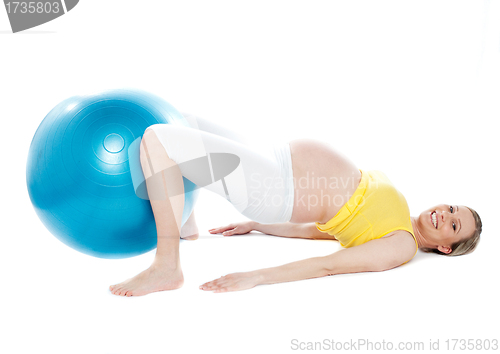 Image of Pregnant woman doing relaxation exercise