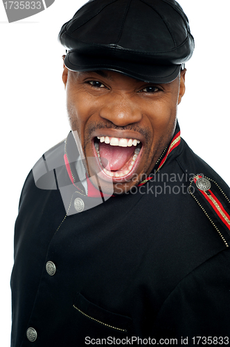 Image of Shouting african man wearing cap