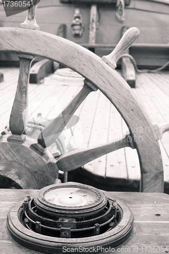 Image of Steering wheel of an ancient sailing vessel