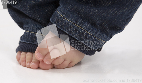 Image of Baby feet and denim