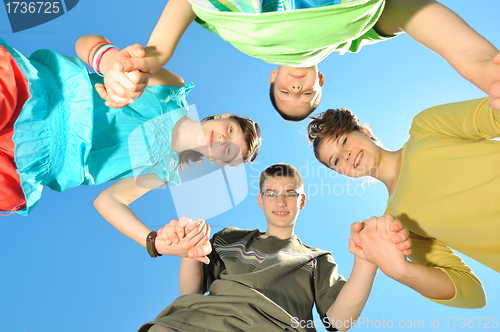 Image of Four children against the sky