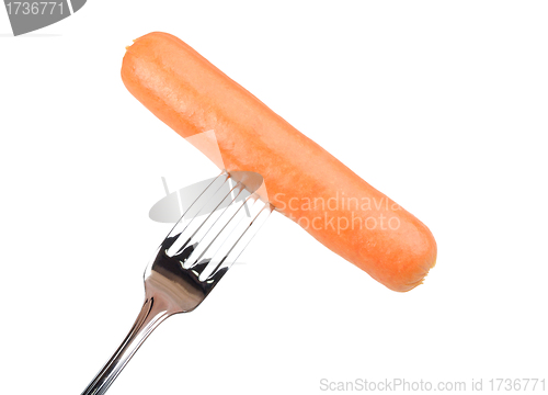 Image of sausage on a fork