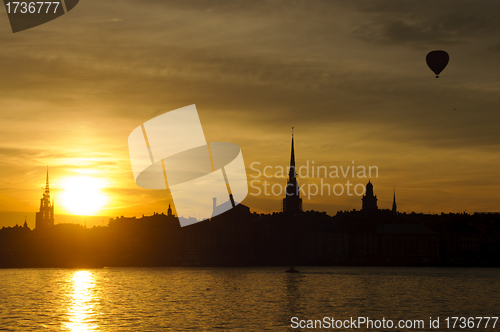 Image of Stockholm cityscape at sunset