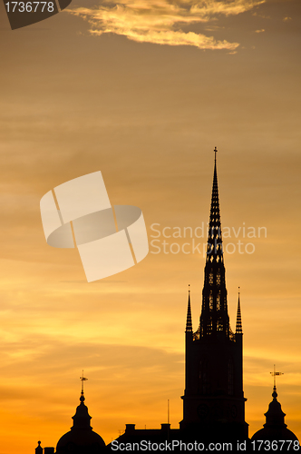 Image of Stockholm cityscape at sunset