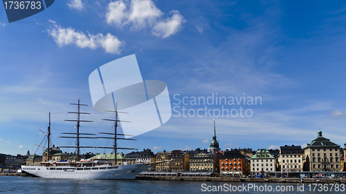 Image of Palaces of Stockholm old town facing the water