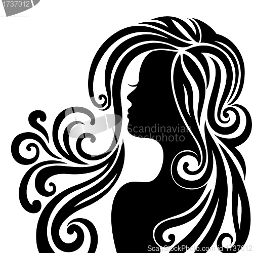 Image of Silhouette of a beautiful young woman