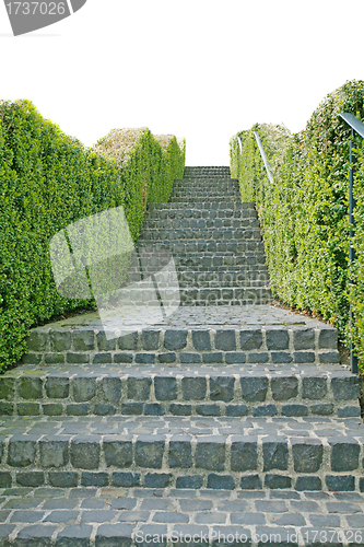 Image of A long stone staircase isolated over a white background