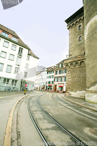 Image of street of european town 