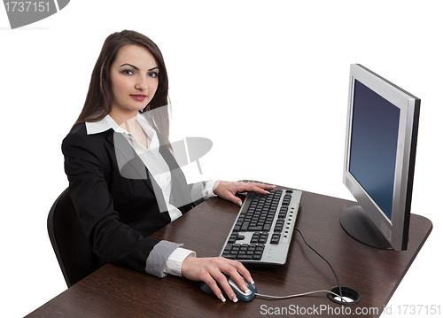 Image of Young Woman Working on a Computer