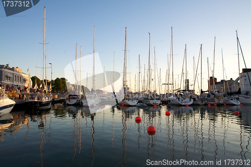 Image of Sailboats in the sunset