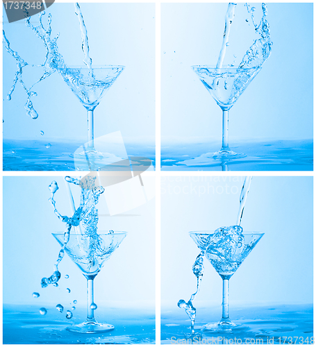 Image of Collage of Water Splashing in a Wineglass