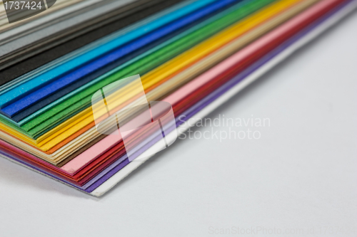 Image of edge of the stack of colored paper