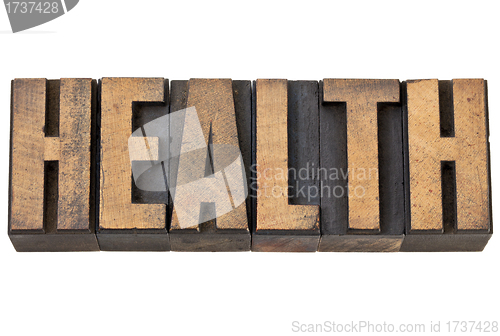 Image of health word in letterpress wood type