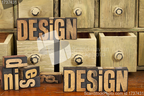 Image of design concept in wood type