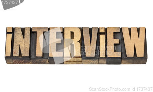 Image of interview word in wood type