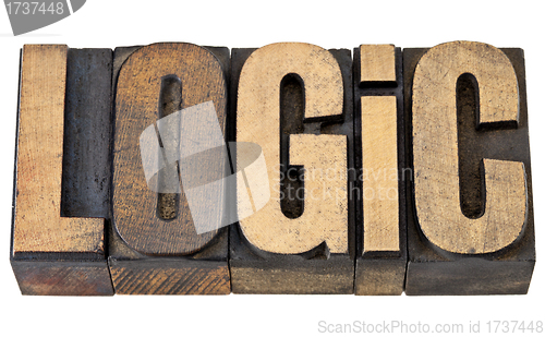 Image of logic word in wood type