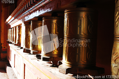 Image of Tibetan prayer wheels