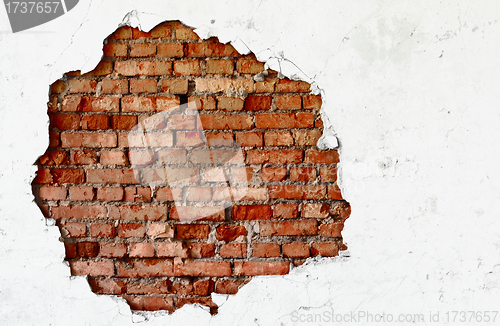 Image of Break on the white wall - old brickwork