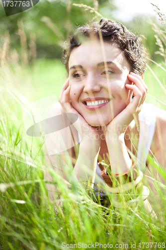 Image of girl on green field 