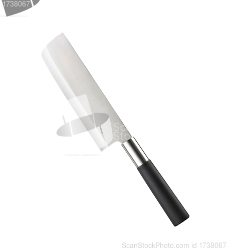 Image of a large kitchen knife on a white background