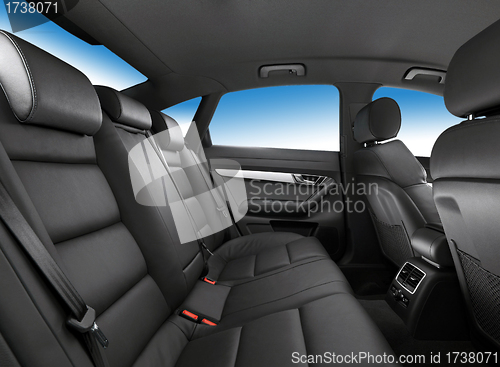 Image of car interior, passenger places with leather