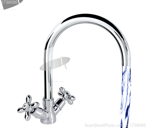 Image of Water flowing from the faucet against